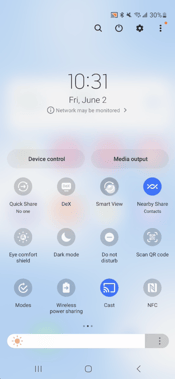 Samsung Quick Settings Menu