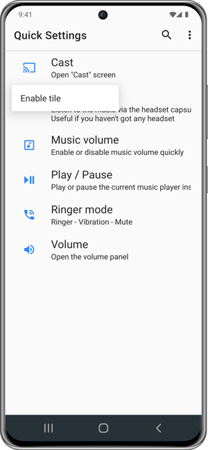Samsung Quick Settings Enable Tile