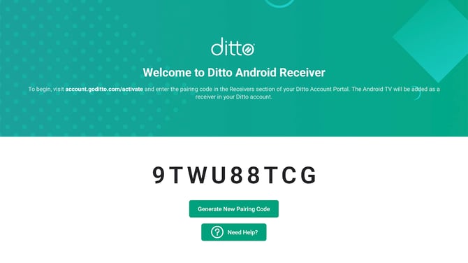 DittoReceiver_Android_PairingCode_Screen
